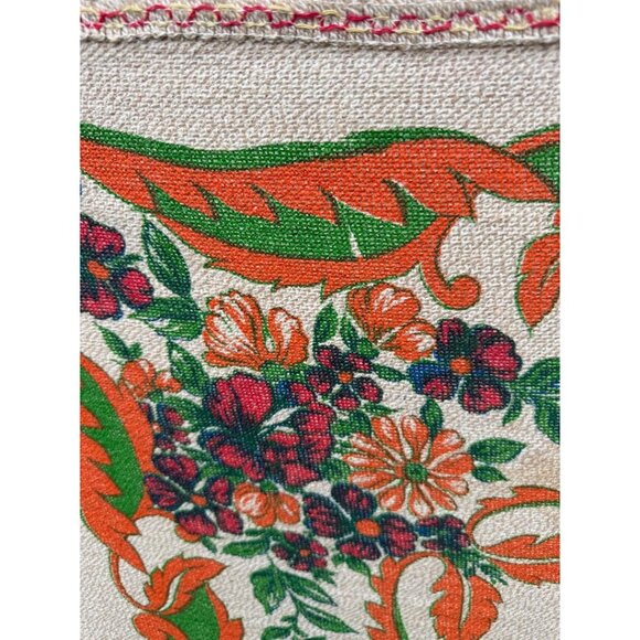 Tablecloth Burlap 46 x 33 Floral Vintage - Picture 2 of 7